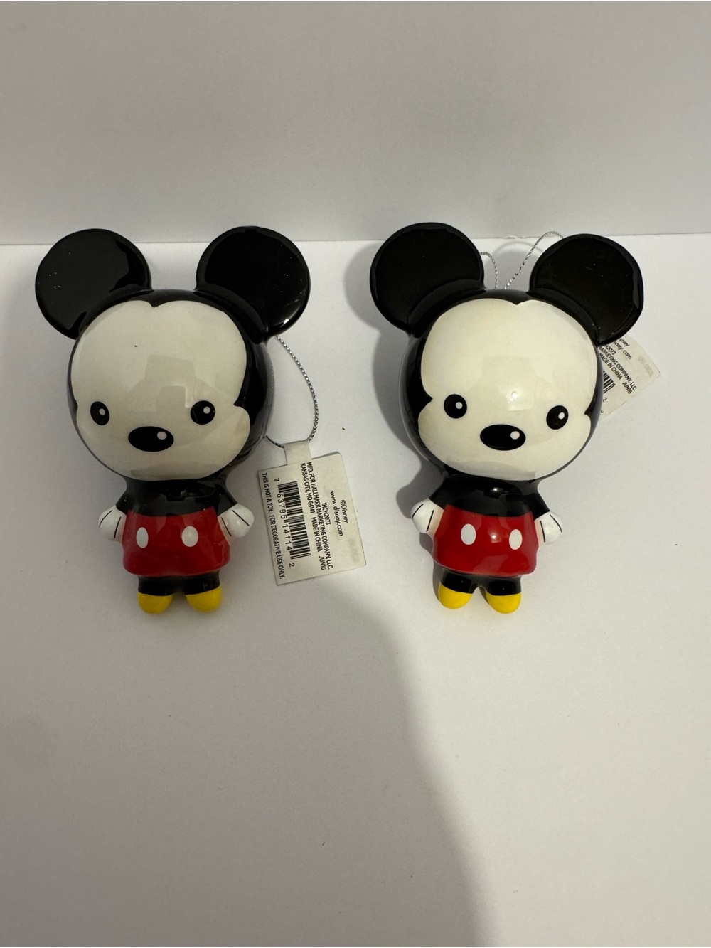 Hallmark Disney Mickey Mouse Decoupage Christmas Ornaments Set Of 2 NWT